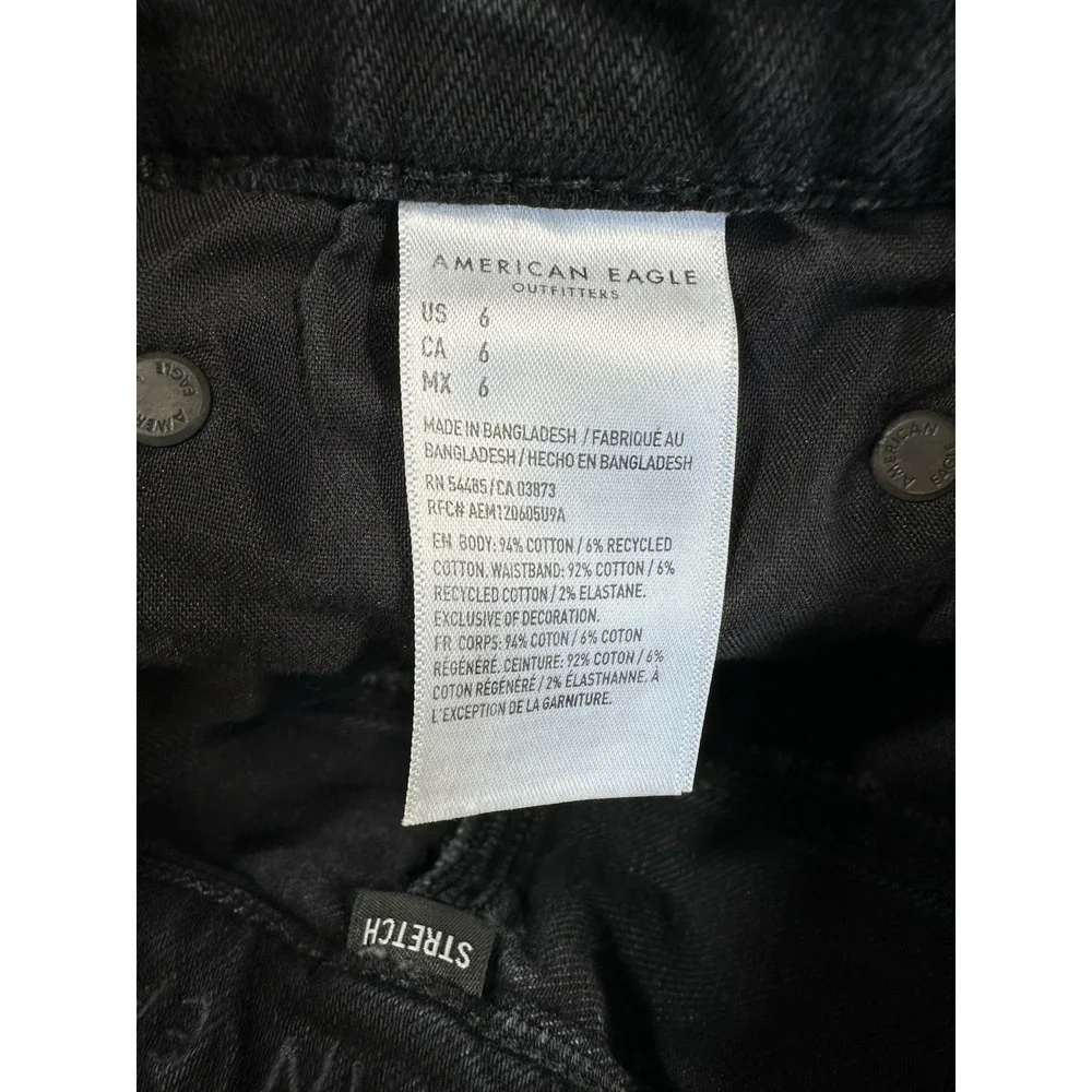 American Eagle Jean Shorts Womens‎ 6 Black Distressed Highest Rise 90s Boyfriend